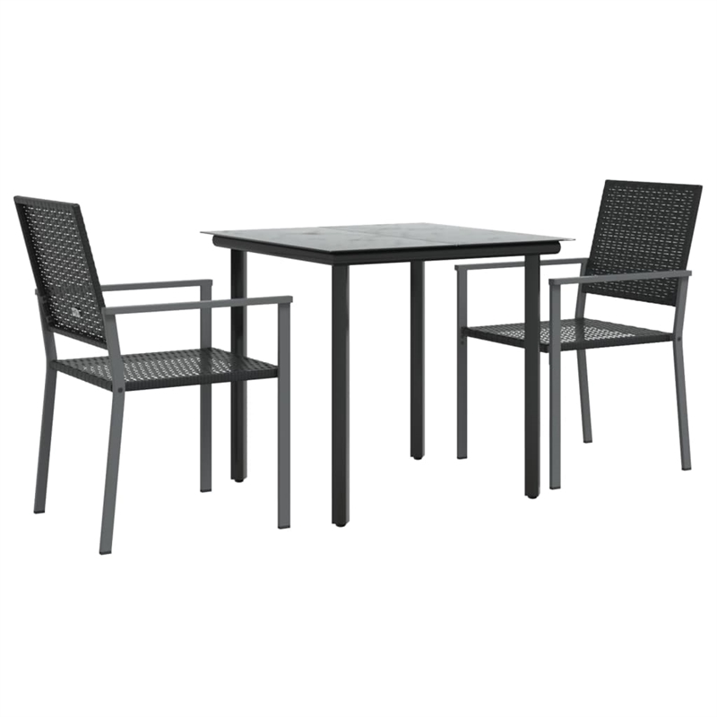 Afuera Living Contemporary PE Rattan Durable Garden Dining Set in Black