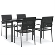 Afuera Living Contemporary PE Rattan Durable Garden Dining Set in Black