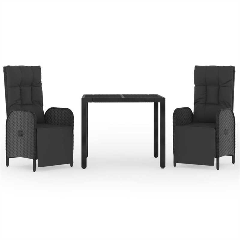 Afuera Living Contemporary PE Rattan Durable Garden Dining Set in Black