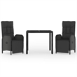 Afuera Living Contemporary PE Rattan Durable Garden Dining Set in Black