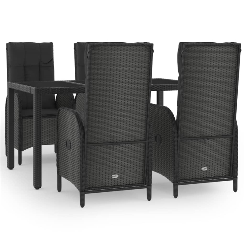 Afuera Living Contemporary PE Rattan Durable Garden Dining Set in Black