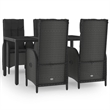 Afuera Living Contemporary PE Rattan Durable Garden Dining Set in Black