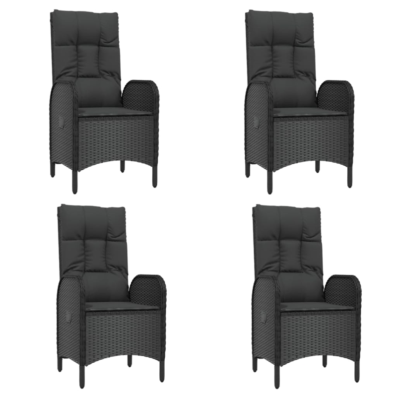 Afuera Living Contemporary PE Rattan Durable Garden Dining Set in Black