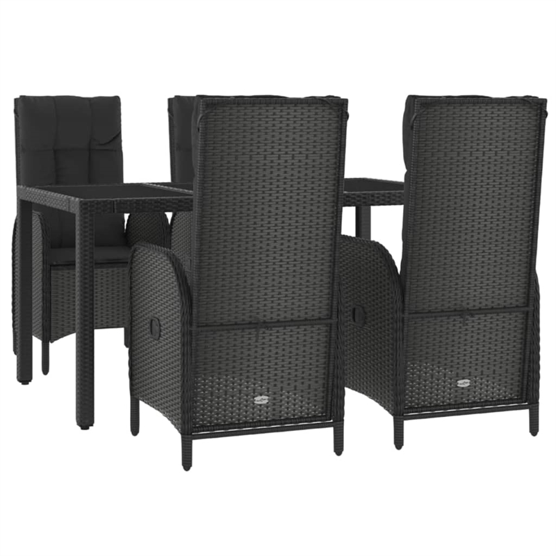 Afuera Living Contemporary PE Rattan Durable Garden Dining Set in Black