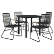 Afuera Living Contemporary Garden Dining Set in Black PVC Rattan Medium