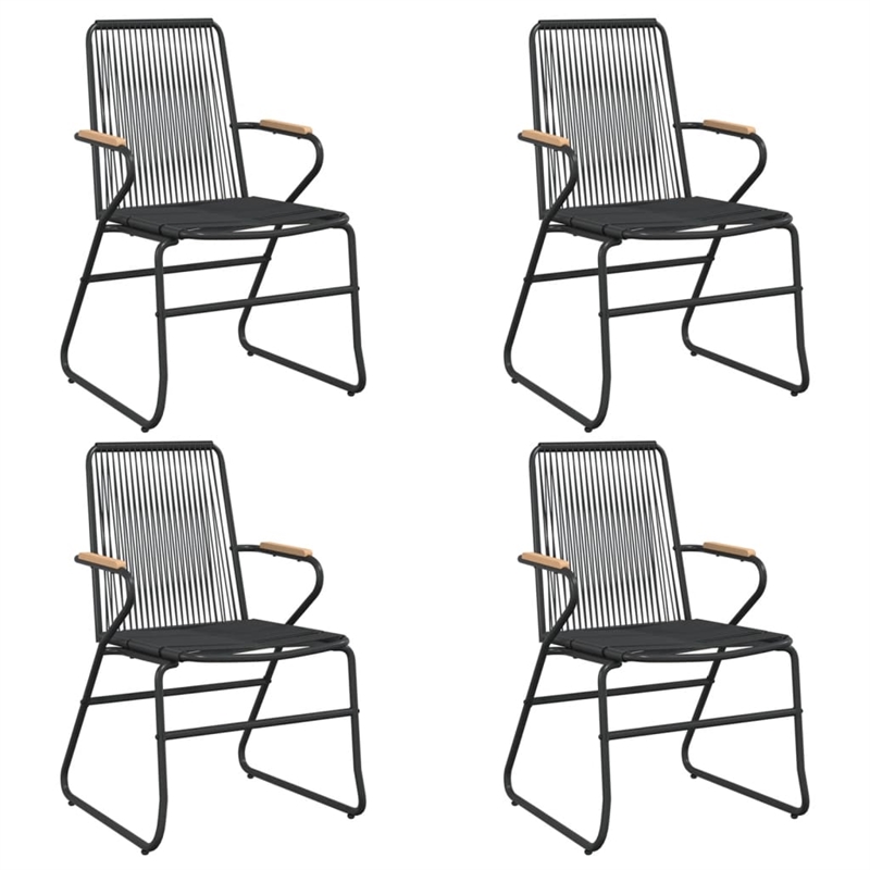 Afuera Living Contemporary Garden Dining Set in Black PVC Rattan Medium