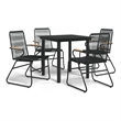 Afuera Living Contemporary Garden Dining Set in Black PVC Rattan Medium