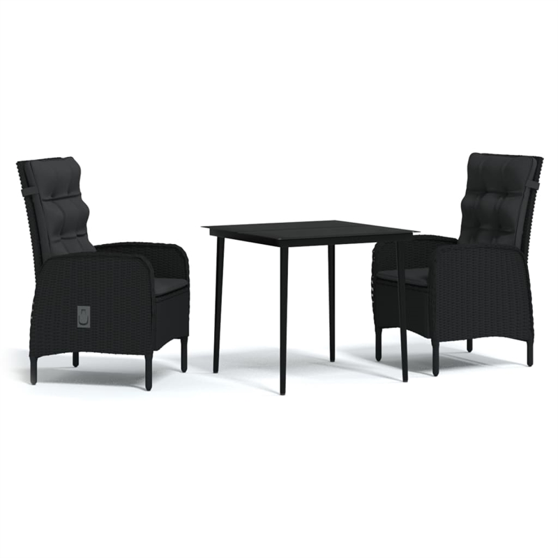 Afuera Living Contemporary PE Rattan Durable Garden Dining Set in Black