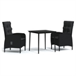Afuera Living Contemporary PE Rattan Durable Garden Dining Set in Black