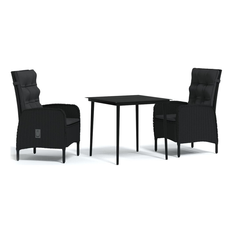 Afuera Living Contemporary PE Rattan Durable Garden Dining Set in Black