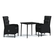 Afuera Living Contemporary PE Rattan Durable Garden Dining Set in Black