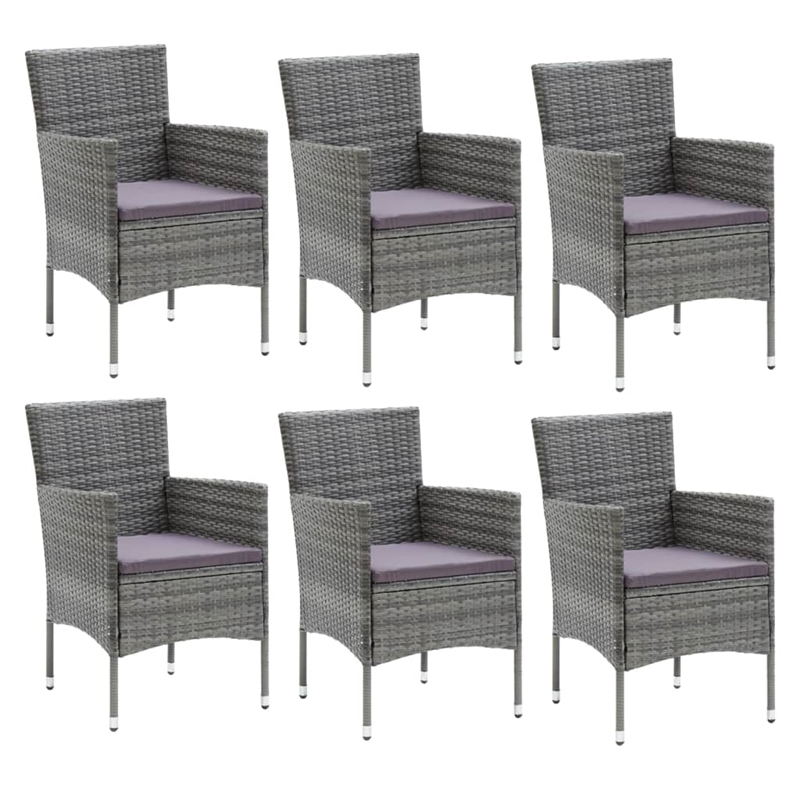 Afuera Living Contemporary PE Rattan 7-Piece Durable Dining Set in Gray