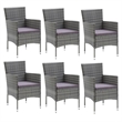 Afuera Living Contemporary PE Rattan 7-Piece Durable Dining Set in Gray