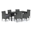 Afuera Living Contemporary PE Rattan 7-Piece Durable Dining Set in Gray