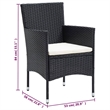 Afuera Living Contemporary PE Rattan & Steel Medium Dining Set in Black
