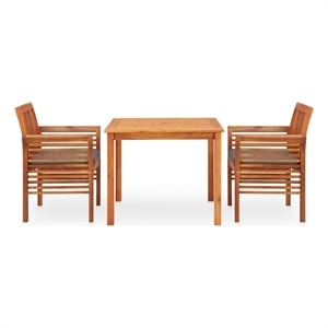 Afuera Living Outdoor Dining Set in Brown Frame With in Dark Gray Cushions