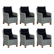 Afuera Living Outdoor Dining Set in Light Gray Round PE Rattan 6-Piece Set