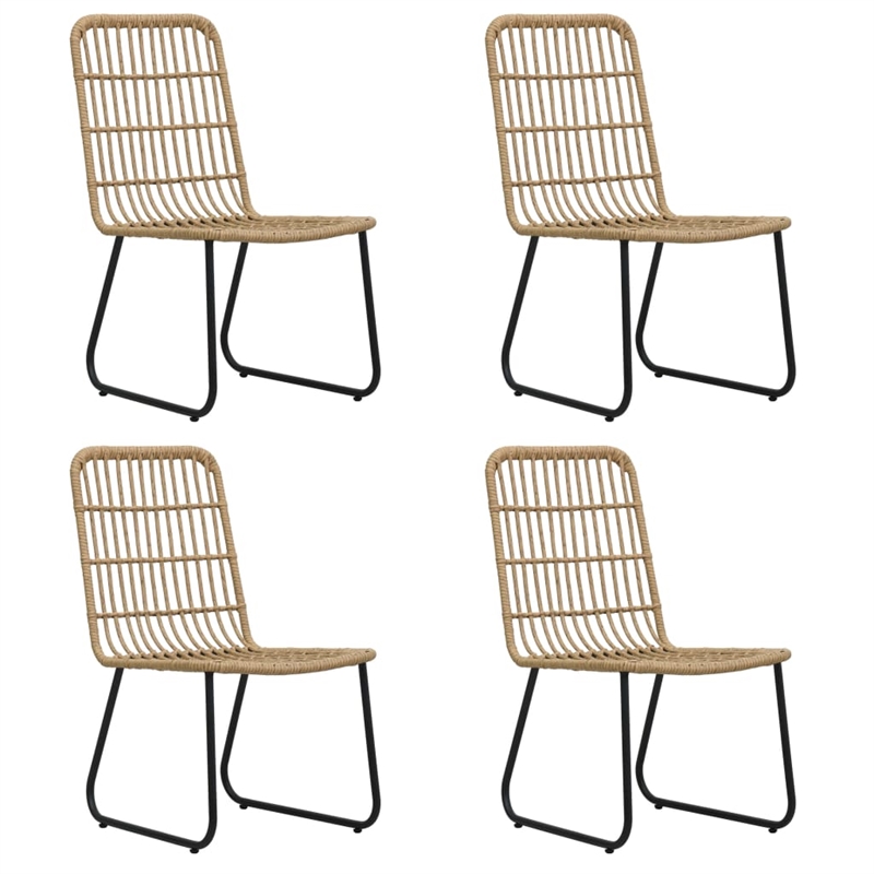 Afuera Living Poly Rattan/Powder-Coated Steel/Glass Dining Set in Oak/Black