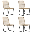 Afuera Living Poly Rattan/Powder-Coated Steel/Glass Dining Set in Oak/Black