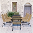 Afuera Living Poly Rattan/Powder-Coated Steel/Glass Dining Set in Oak/Black