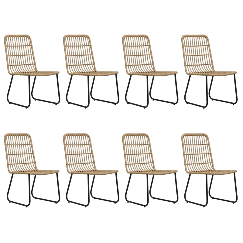 Afuera Living Poly Rattan/Powder-Coated Steel/Glass Dining Set in Oak/Black