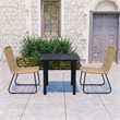 Afuera Living Poly Rattan/Powder-Coated Steel/Glass Dining Set in Oak/Black