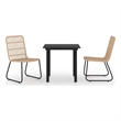 Afuera Living Poly Rattan/Powder-Coated Steel/Glass Dining Set in Oak/Black