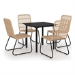 Afuera Living Poly Rattan/Powder-Coated Steel/Glass Dining Set in Oak/Black