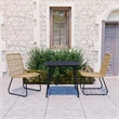 Afuera Living Poly Rattan/Powder-Coated Steel/Glass Dining Set in Oak/Black