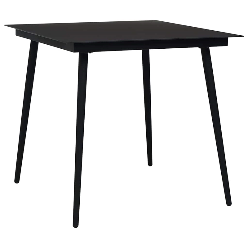 Afuera Living Poly Rattan/Powder-Coated Steel/Glass Dining Set in Oak/Black