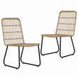 Afuera Living Poly Rattan/Powder-Coated Steel/Glass Dining Set in Oak/Black