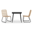 Afuera Living Poly Rattan/Powder-Coated Steel/Glass Dining Set in Oak/Black