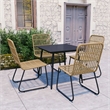 Afuera Living Poly Rattan/Powder-Coated Steel/Glass Dining Set in Oak/Black