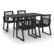 Afuera Living PVC Rattan/Powder-Coated Steel/Glass Set Dining Set in Black