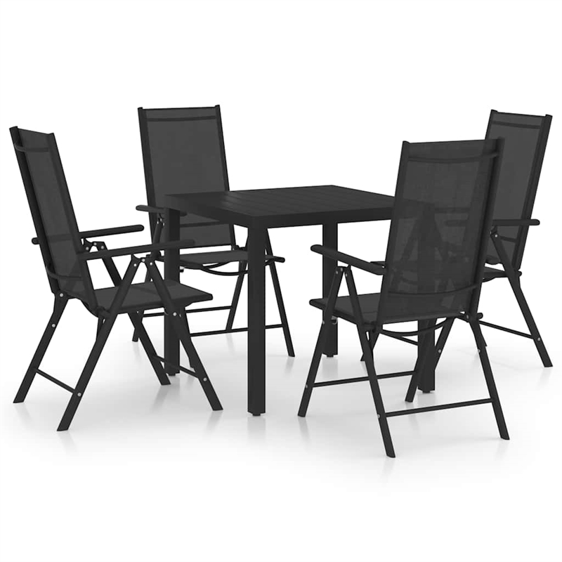 Afuera Living Powder-Coated Aluminum Standard Foldable Dining Set in Black