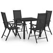 Afuera Living Powder-Coated Aluminum Standard Foldable Dining Set in Black
