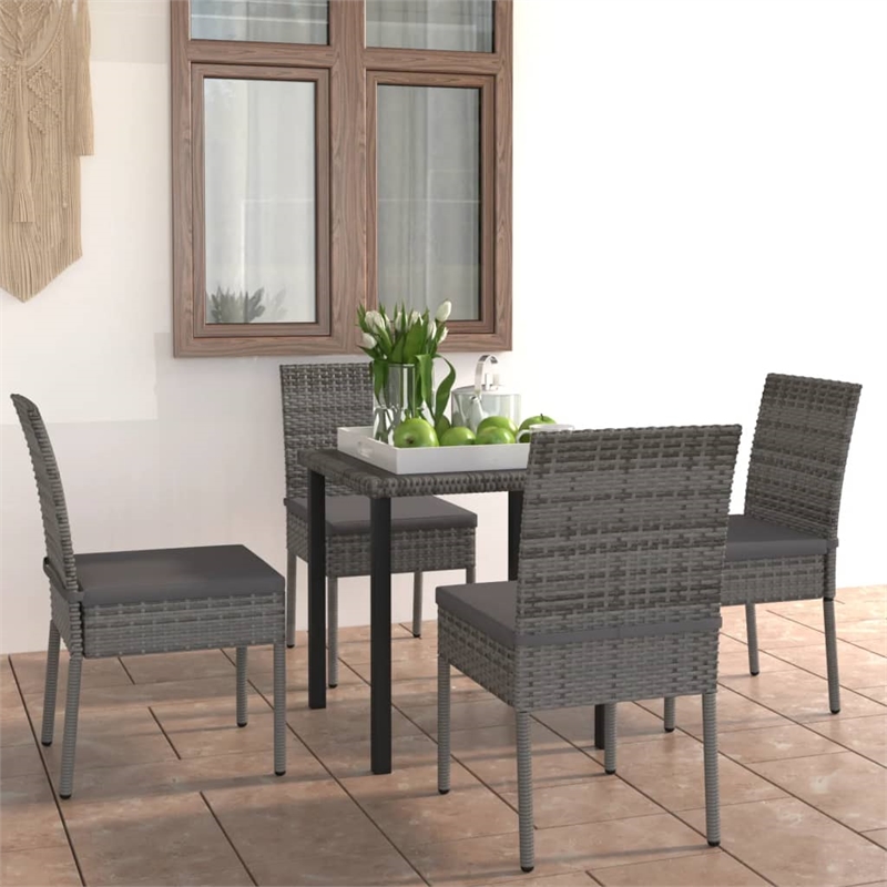 Afuera Living Dining Set in Gray Poly Rattan Medium Lightweight Dining Set