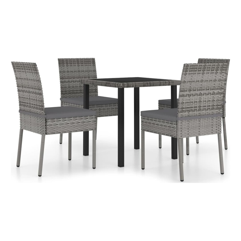 Afuera Living Dining Set in Gray Poly Rattan Medium Lightweight Dining Set