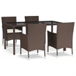 Afuera Living Contemporary Patio 5 Piece Dining Set in Brown Poly Rattan