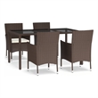 Afuera Living Contemporary Patio 5 Piece Dining Set in Brown Poly Rattan