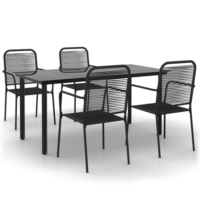 Afuera Living Cotton Rope & Powder-Coated Steel Garden Dining Set in Black