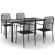 Afuera Living Cotton Rope & Powder-Coated Steel Garden Dining Set in Black