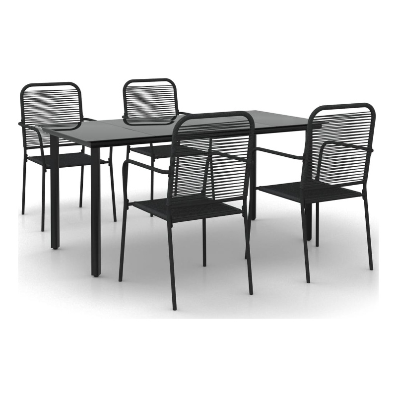Afuera Living Cotton Rope & Powder-Coated Steel Garden Dining Set in Black