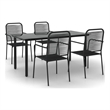 Afuera Living Cotton Rope & Powder-Coated Steel Garden Dining Set in Black