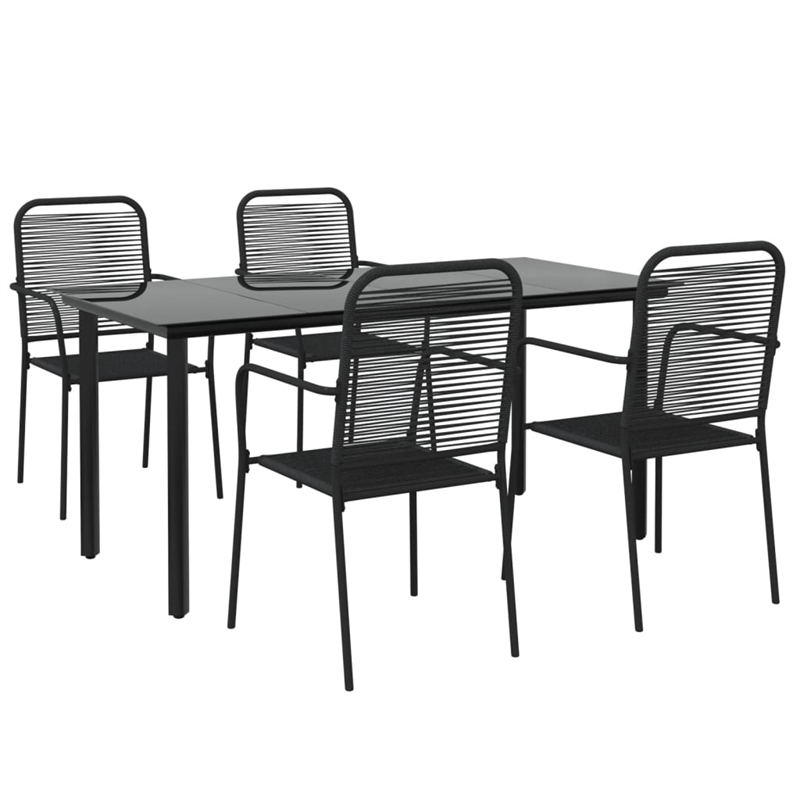 Afuera Living Cotton Rope & Powder-Coated Steel Garden Dining Set in Black