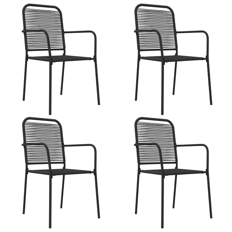 Afuera Living Cotton Rope & Powder-Coated Steel Garden Dining Set in Black
