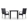 Afuera Living PE Rattan/Powder-Coated Steel/Glass Garden Dining Set in Black