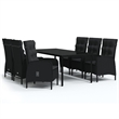 Afuera Living PE Rattan/Powder-Coated Steel/Glass Garden Dining Set in Black