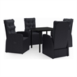 Afuera Living PE Rattan Powder-Coated Steel Glass Garden Dining Set in Black