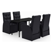 Afuera Living PE Rattan Powder-Coated Steel Glass Garden Dining Set in Black